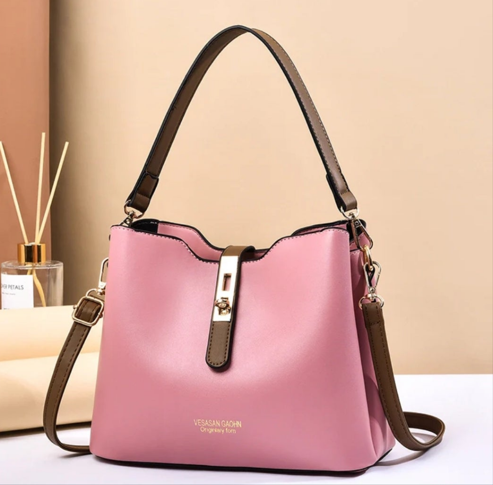 Women's Pu Leather Solid Color Streetwear Bucket Buckle Bucket Bag Shoulder Bag