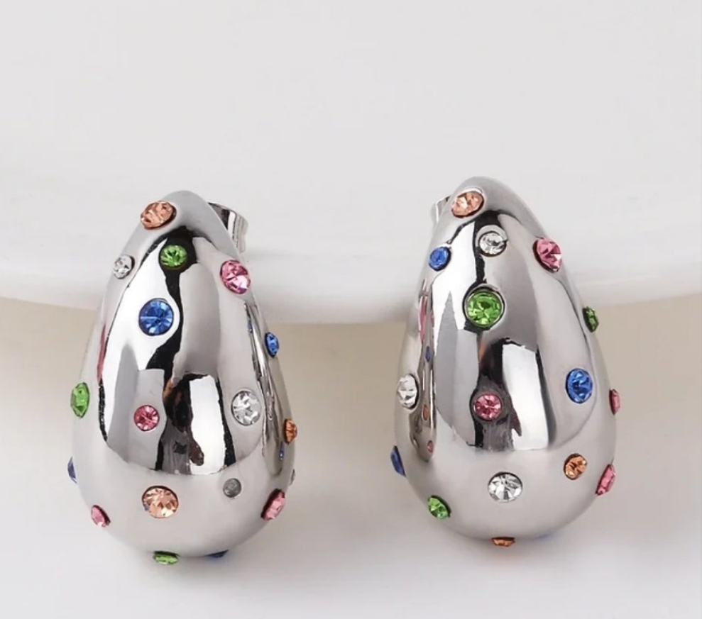 1 Pair Vintage Style Water Droplets Plating Inlay Brass Artificial Gemstones Crystal 18k Gold Plated White Gold Plated Ear Studs