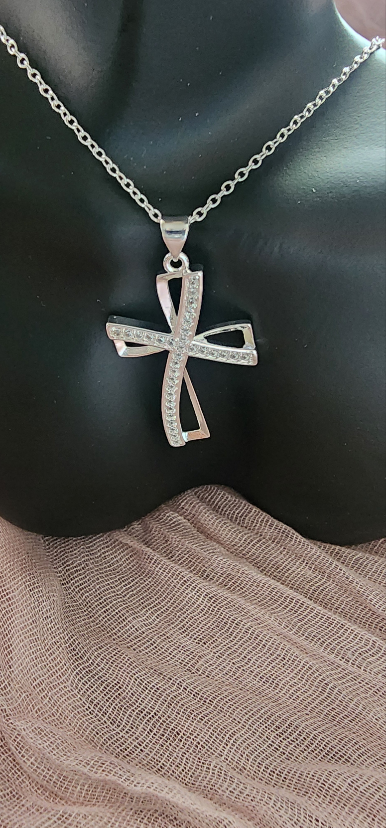 Crystal Cross Necklace .925
