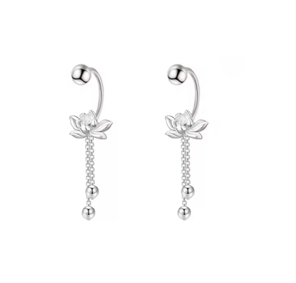 .925 Sterling Silver Lotus Earrings