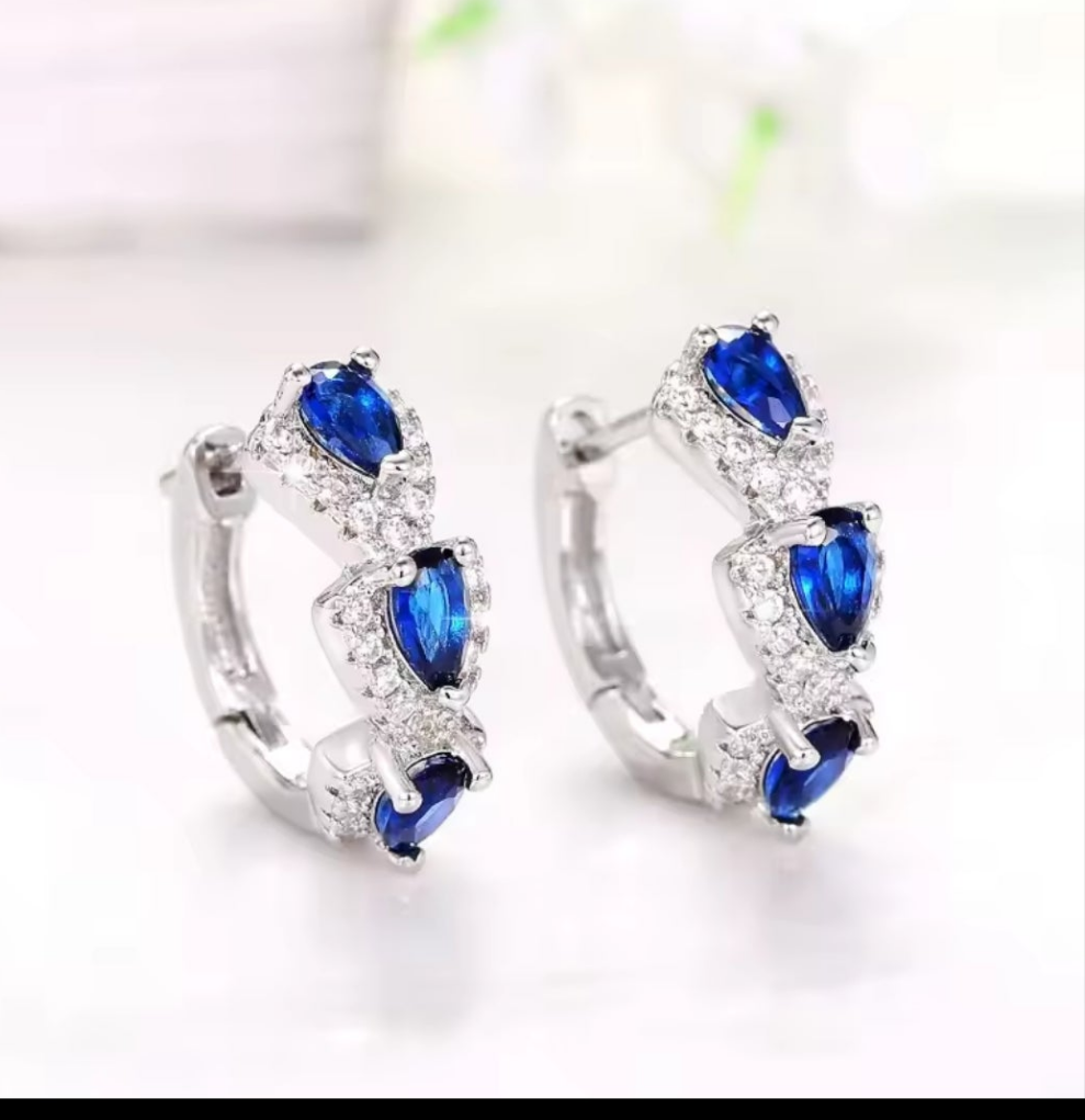 .925 Silver & Sapphire and Cubic Zirconia