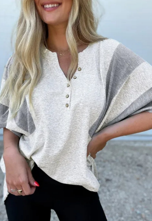 Light grey 2-tone waffle knit