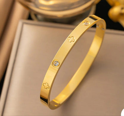 Ellipse Titanium Steel 18K Gold Plated Bangles
