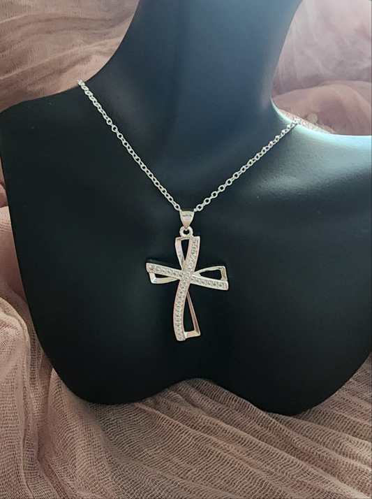 Crystal Cross Necklace .925