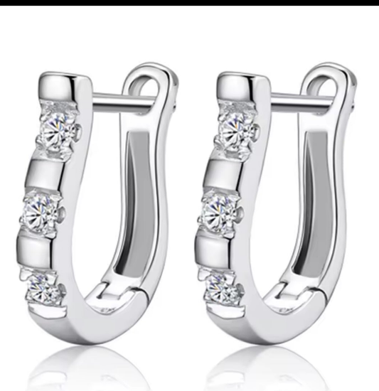 .925 Sterling Silver Harp Zircon Earrigs
