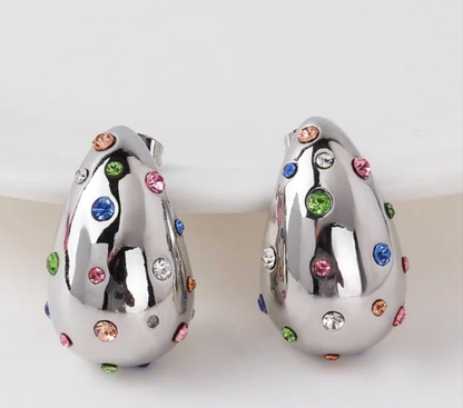 1 Pair Vintage Style Water Droplets Plating Inlay Brass Artificial Gemstones Crystal 18k Gold Plated White Gold Plated Ear Studs