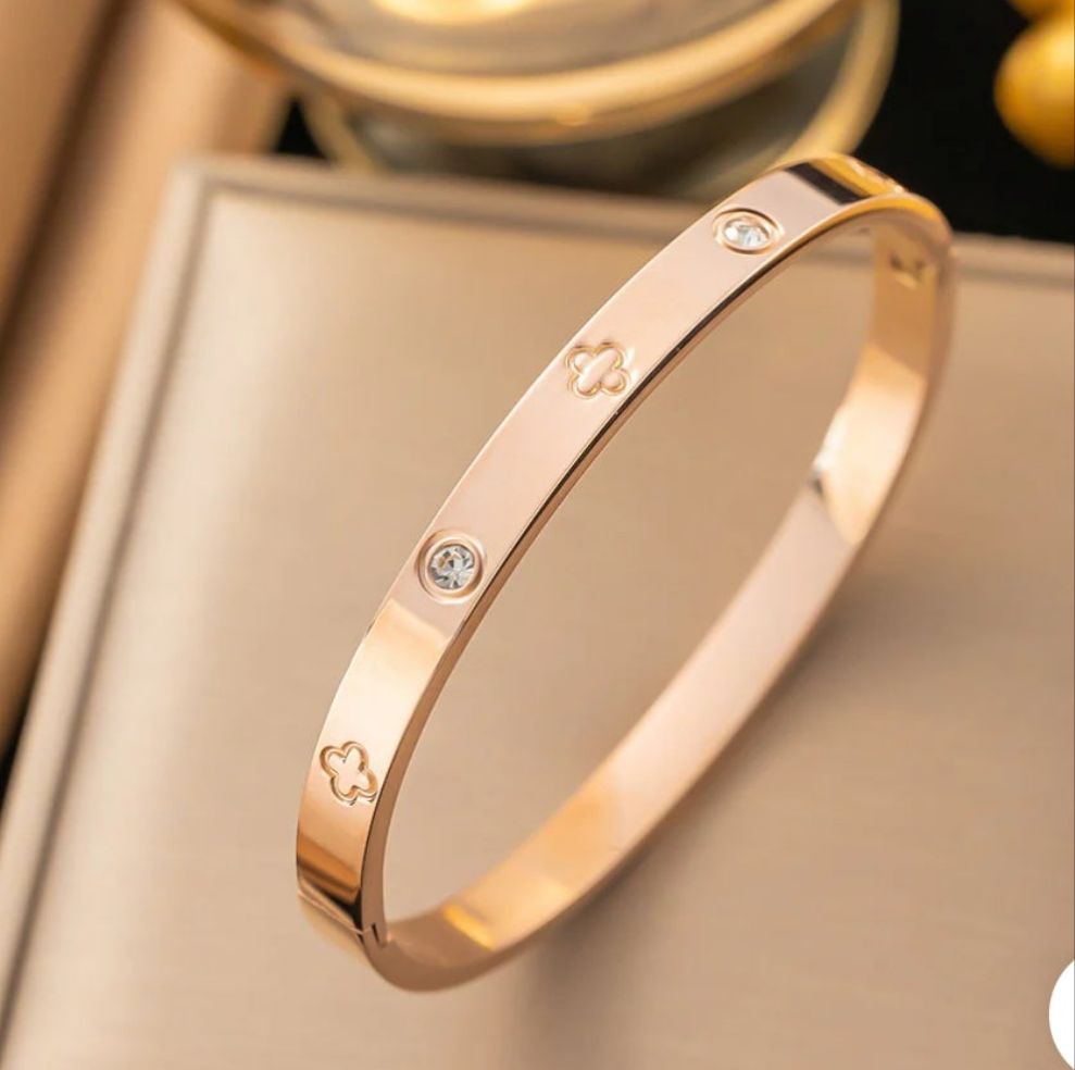 Ellipse Titanium Steel 18K Gold Plated Bangles