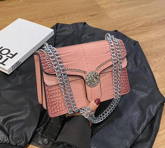 Women's Small Pu Leather Geometric Elegant Streetwear Square Lock Clasp Crossbody Bag