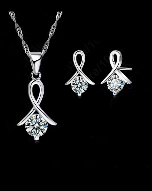 Sterling Silver Hope Necklace & Earrings