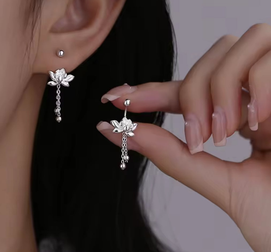 .925 Sterling Silver Lotus Earrings