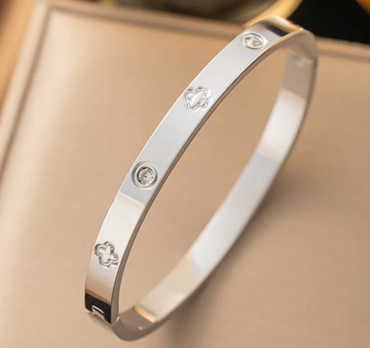 Ellipse Titanium Steel 18K Gold Plated Bangles