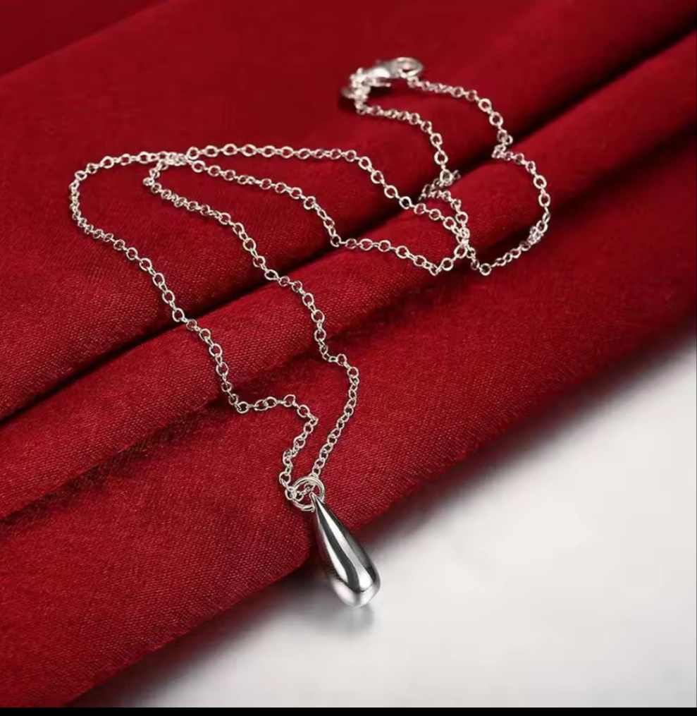 Silver Water Drop Pendant, Bangle, Earrings & Ring