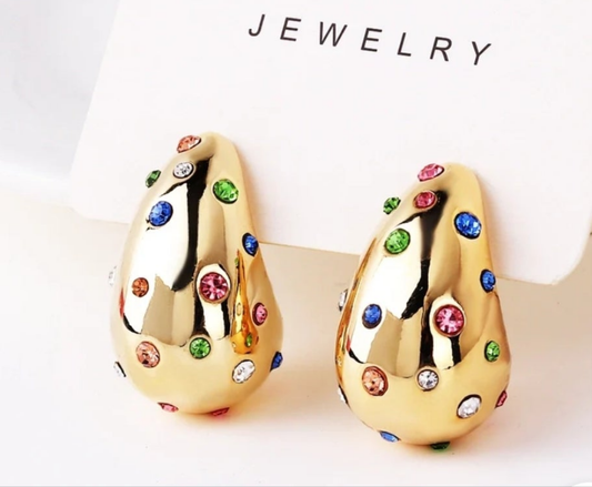 1 Pair Vintage Style Water Droplets Plating Inlay Brass Artificial Gemstones Crystal 18k Gold Plated White Gold Plated Ear Studs