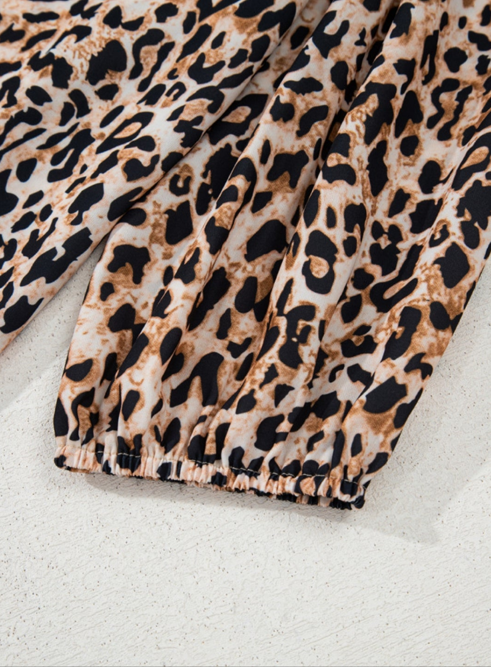 Apricot Leopard V Neck Half Sleeve Blouse